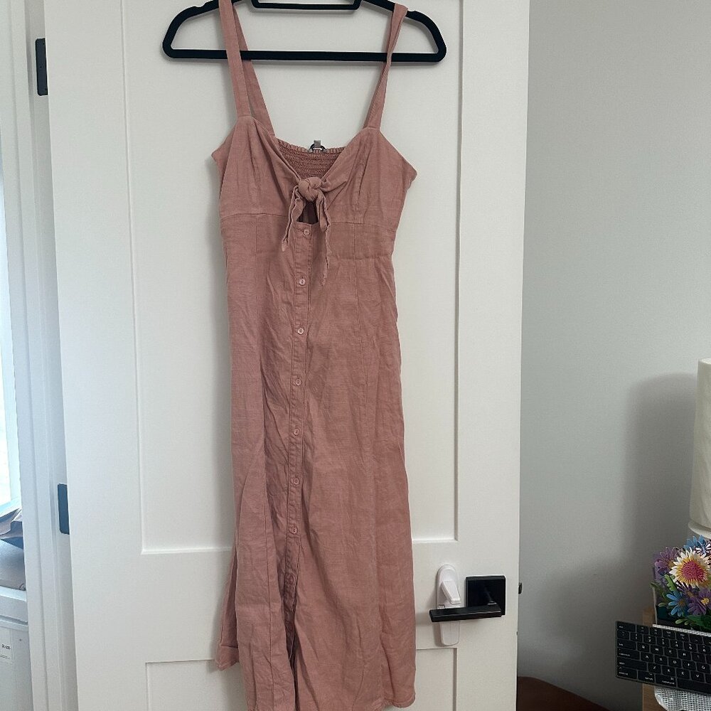 Splendid Dahlia Linen Blend Midi Dress Small